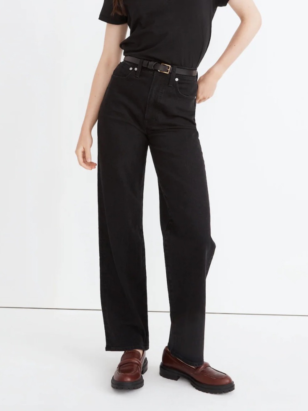 Madewell The Perfect Vintage Wide-Leg Jean Black | Size 30